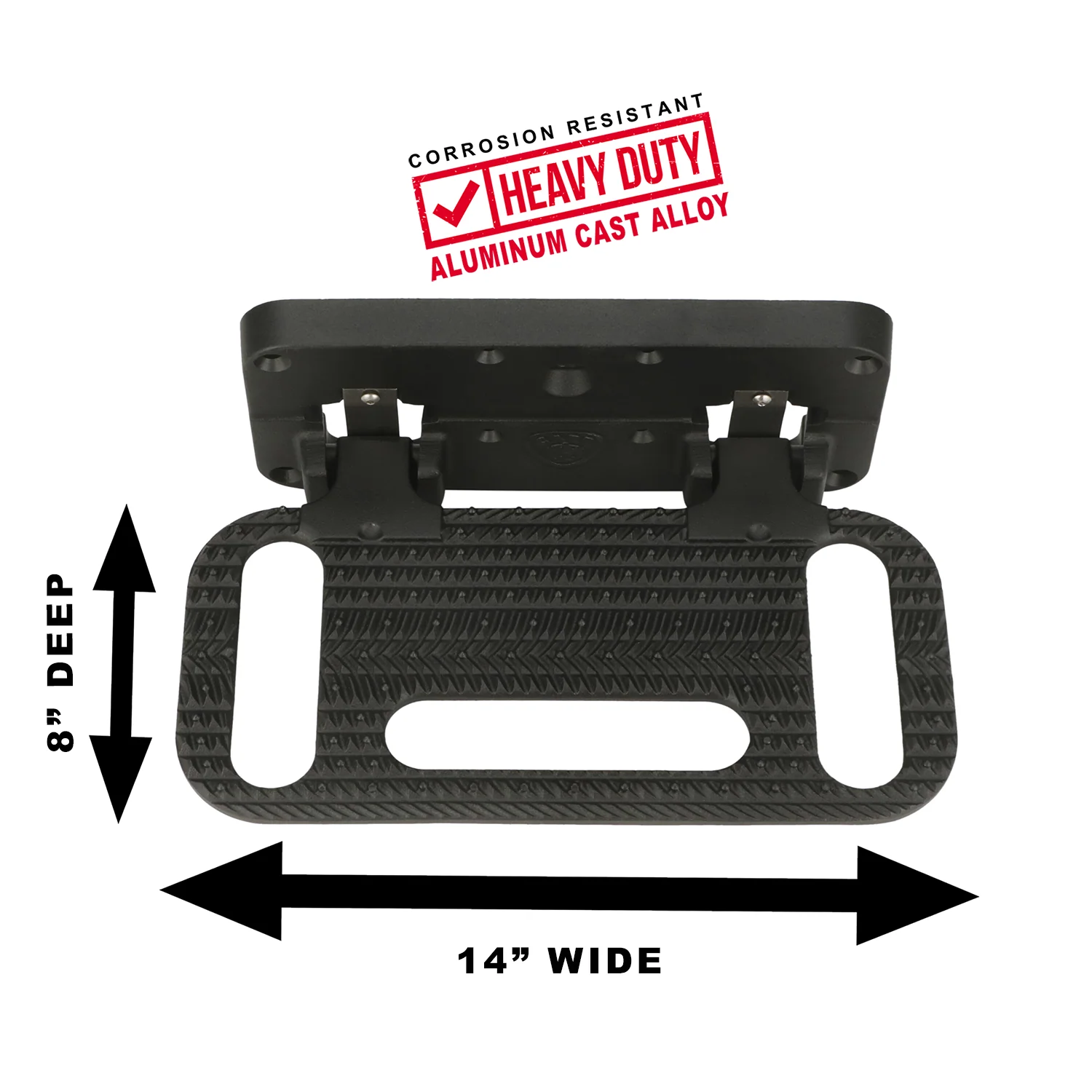 Carr HD MEGA STEP 2 or 2-1/2 in Receiver Fold-Away Hitch Step - 2 or 2-1/2 in Receiver - Black Powder Coat 194011 - Image 3